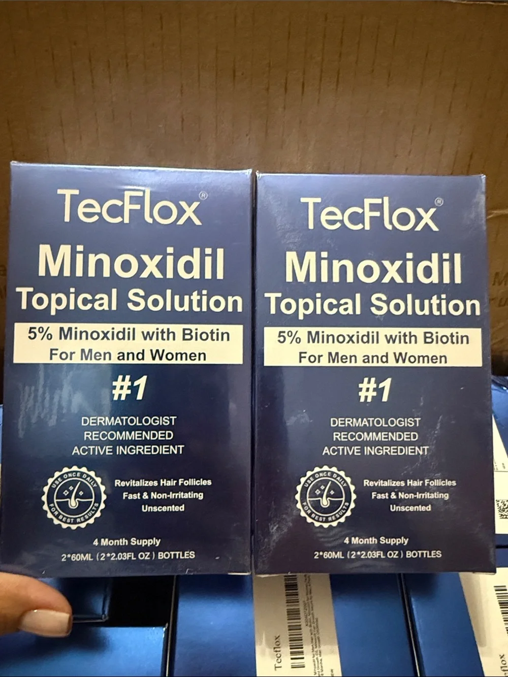 2 boxes Minoxidil Topical Solution 5%  Men & women - 4 bottles = 8 month supply